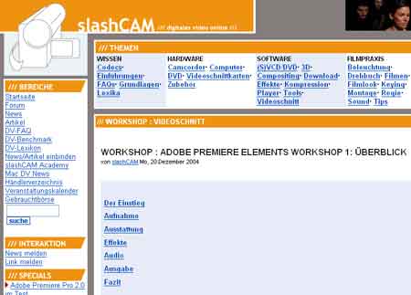 Slashcam.de mit einem guten WOrkshop zu Adobe Premiere Elements 2